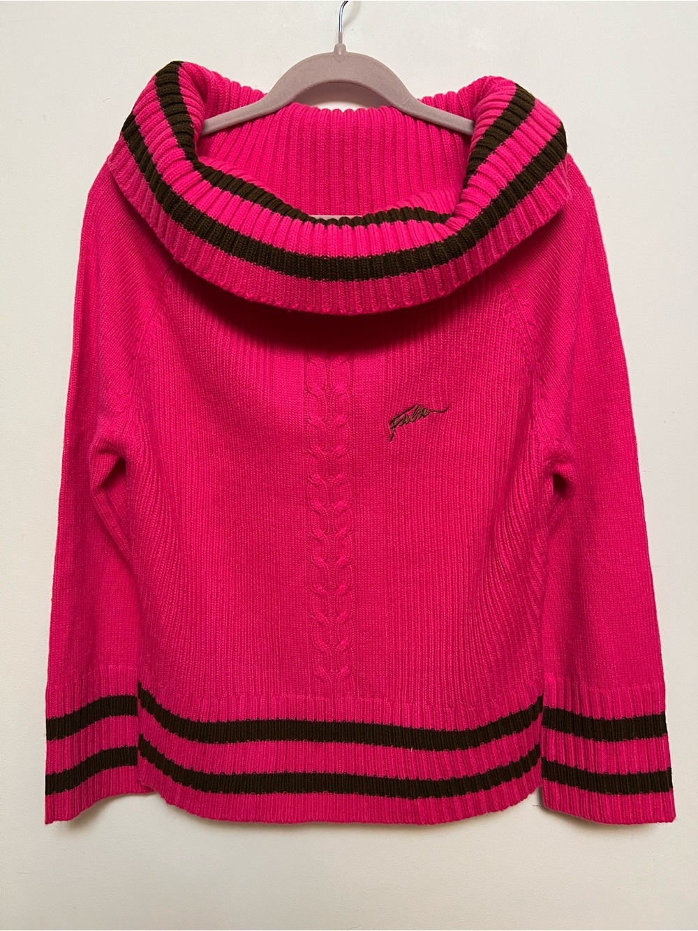 Vintage FUBU Classics Pink Brown Stripe Sweater 1X Y2K Hip Hop